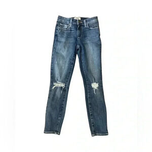 Paige Verdugo Crop Dark Wash Distressed Jeans Size 25
